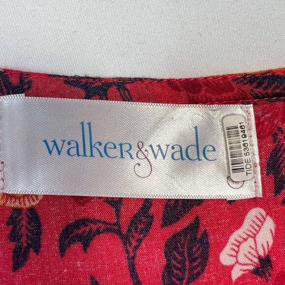 Walker & Wade Carrie Midi Dress Drawstring Waist Cherry Floral Pink Orange Med - Picture 6 of 13